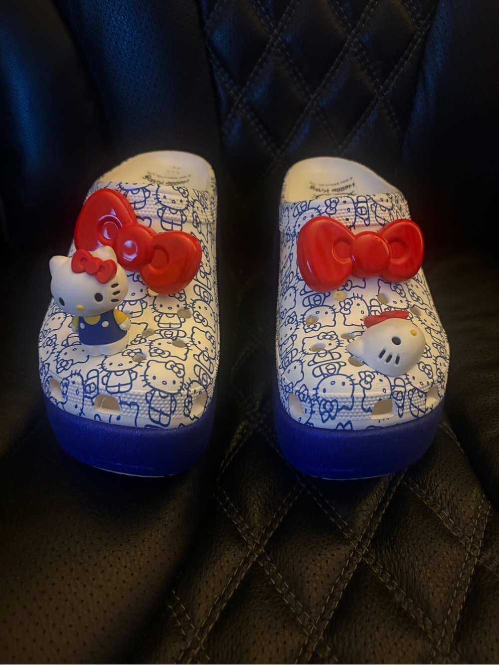 50th Limited Edition CROCS Hello Kitty Kids Clogs in White, Blue & Red